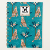Gepersonaliseerd Monogrammed Blue Leopard Pattern Planner (Voorkant)