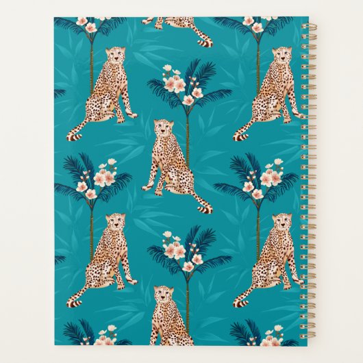 Gepersonaliseerd Monogrammed Blue Leopard Pattern Planner (Achterkant)