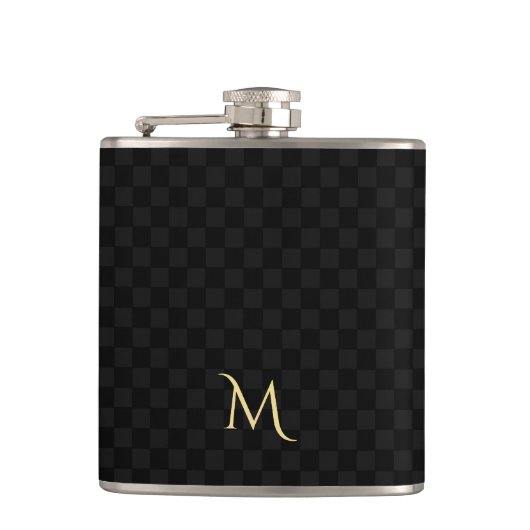 Gepersonaliseerd monogrammed Elegant Black Gecontk Heupfles (Voorkant)