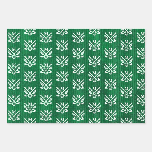 Gepersonaliseerd Monogrammed Golf Inpakpapier Vel (Voorkant)