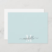 Gepersonaliseerd Monogrammed Pastel Blue White Scr Notitiekaartje (Voorkant / Achterkant)