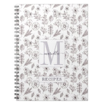 Gepersonaliseerd Monogrammed Recipe Floral Pattern