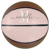 Gepersonaliseerd monogrammed roze basketbal (Voorkant)