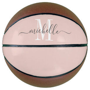 Gepersonaliseerd monogrammed roze basketbal