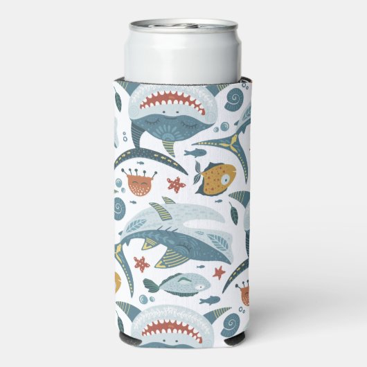 Gepersonaliseerd monogrammed Shark Fun Seltzer Blikjeskoeler (Seltzer Achterkant)