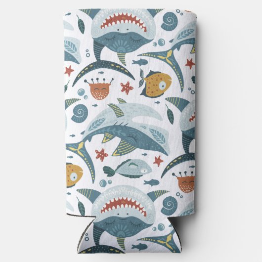 Gepersonaliseerd monogrammed Shark Fun Seltzer Blikjeskoeler (Achterkant)