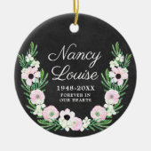 Gepersonaliseerd monument voor mam Rustic Floral W Keramisch Ornament (Voorkant)