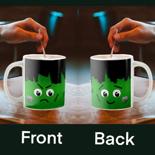 Gepersonaliseerd Moody Happy Sad Frankenstein Face Koffiemok