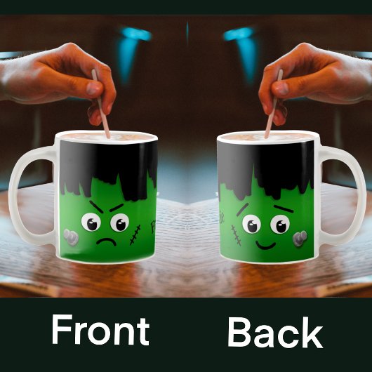 Gepersonaliseerd Moody Happy Sad Frankenstein Face Koffiemok