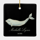 Gepersonaliseerd mooi Beluga Whale Kerstmis Keramisch Ornament (Achterkant)