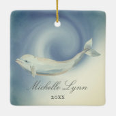 Gepersonaliseerd mooi Beluga Whale Kerstmis Keramisch Ornament (Achterkant)