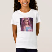 Gepersonaliseerd mooi meisje met roze bloemen t-shirt (Voorkant)