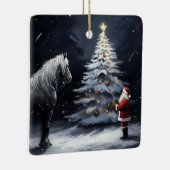 Gepersonaliseerd mooi paard en kerstman keramisch ornament (Rechts)