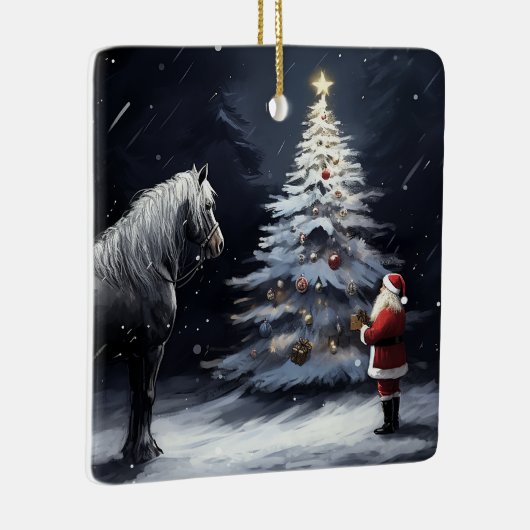 Gepersonaliseerd mooi paard en kerstman keramisch ornament (Rechts)