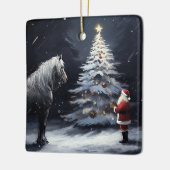 Gepersonaliseerd mooi paard en kerstman keramisch ornament (Links)