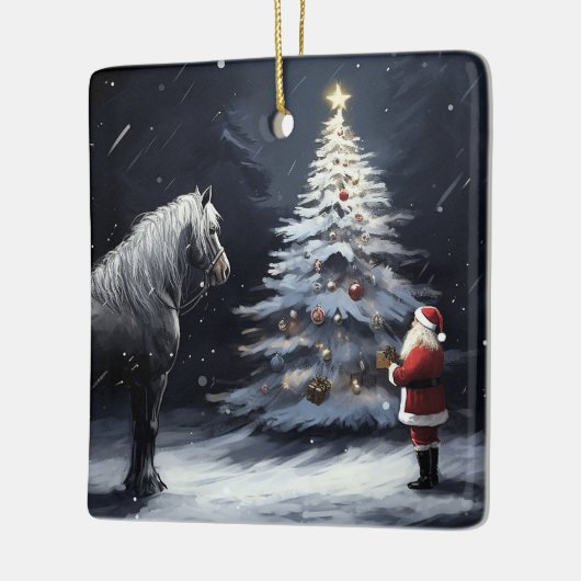 Gepersonaliseerd mooi paard en kerstman keramisch ornament (Links)