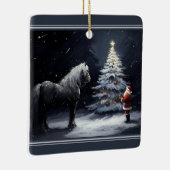 Gepersonaliseerd mooi paard en kerstman keramisch ornament (Rechts)