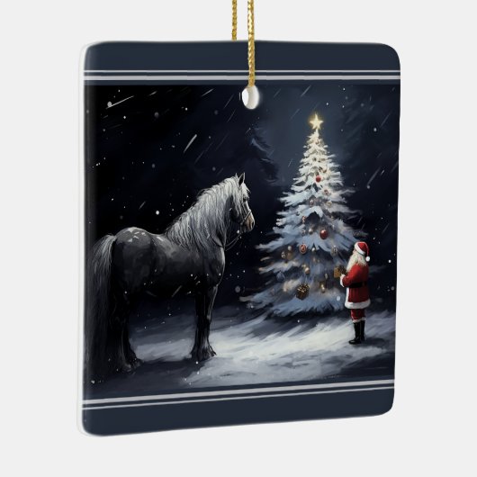 Gepersonaliseerd mooi paard en kerstman keramisch ornament (Rechts)