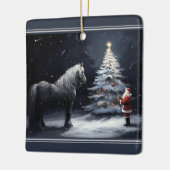 Gepersonaliseerd mooi paard en kerstman keramisch ornament (Links)