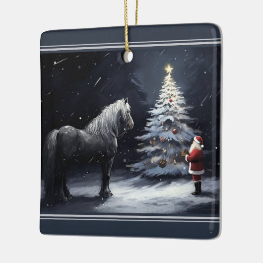 Gepersonaliseerd mooi paard en kerstman keramisch ornament (Links)