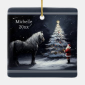 Gepersonaliseerd mooi paard en kerstman keramisch ornament (Achterkant)