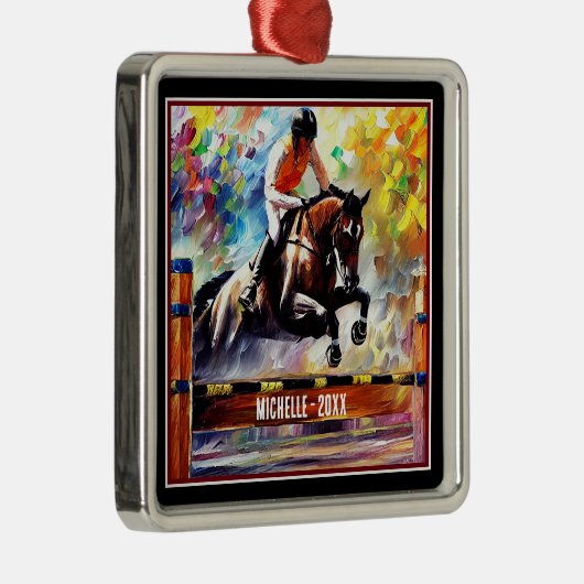 Gepersonaliseerd mooi paard met kerst metalen ornament (Rechts)