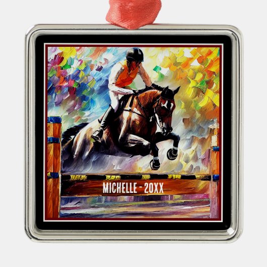 Gepersonaliseerd mooi paard met kerst metalen ornament (Voorkant)