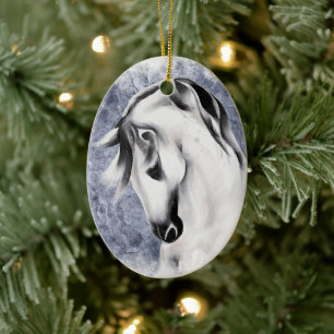 Gepersonaliseerd mooi wit grijs kerstfeest keramisch ornament