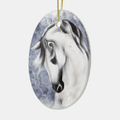 Gepersonaliseerd mooi wit grijs kerstfeest keramisch ornament (Links)