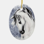 Gepersonaliseerd mooi wit grijs kerstfeest keramisch ornament (Voorkant)