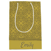 Gepersonaliseerd mosterdgeel patroon medium cadeauzakje (Voorkant)