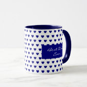 Gepersonaliseerd Motivatie Deep Blue Hearts Patter Mok (Voorkant rechts)