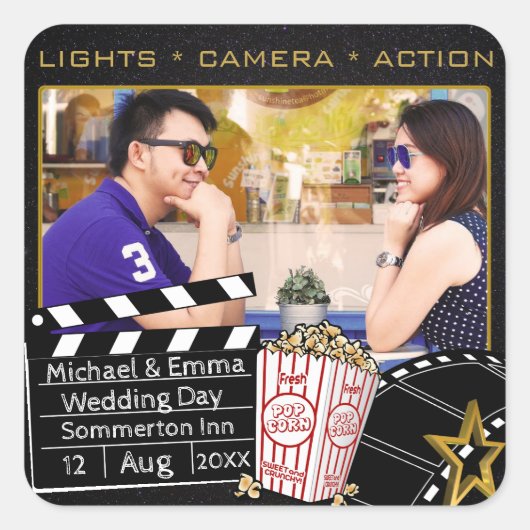 Gepersonaliseerd Movie Star Lijst Vierkante Sticker (Voorkant)