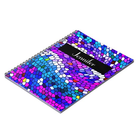 Gepersonaliseerd Mozaïek Tegel Patroon Paars Notit Notitieboek (Linkerzijde)