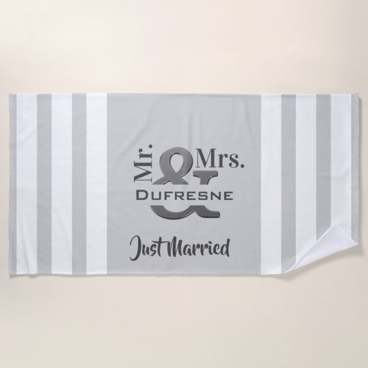 Gepersonaliseerd "Mr & Mrs." Gehuwd/Jubileum Strandlaken (Voorkant)