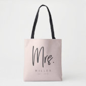 Gepersonaliseerd MRS. tas met naam en huwelijksdat (Voorkant)