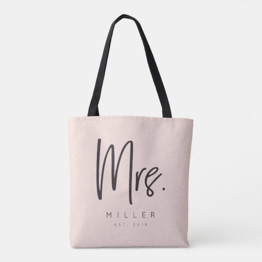 Gepersonaliseerd MRS. tas met naam en huwelijksdat (Achterkant)