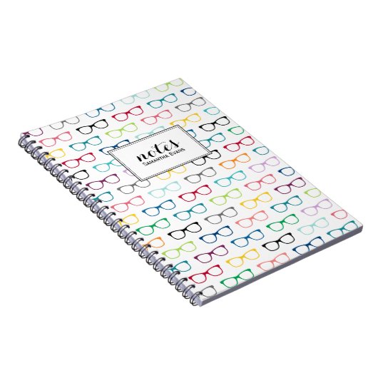 Gepersonaliseerd Multicolor Nerd Glasses Patroon Notitieboek (Rechterzijde)