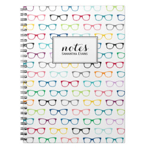 Gepersonaliseerd Multicolor Nerd Glasses Patroon Notitieboek