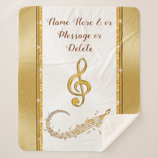 Gepersonaliseerd, Music Note Blanket, Cozy Sherpa Sherpa Deken (Voorkant)