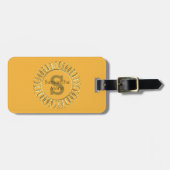 Gepersonaliseerd Mustard Yellow met Gold Lijst Bagagelabel (Voorkant horizontaal)