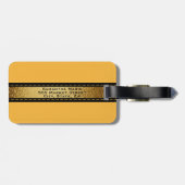 Gepersonaliseerd Mustard Yellow met zwart en goud Bagagelabel (Achterkant horizontaal)