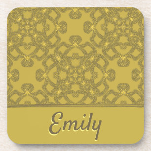 Gepersonaliseerd Mustard Yellow Pattern Bier Onderzetter