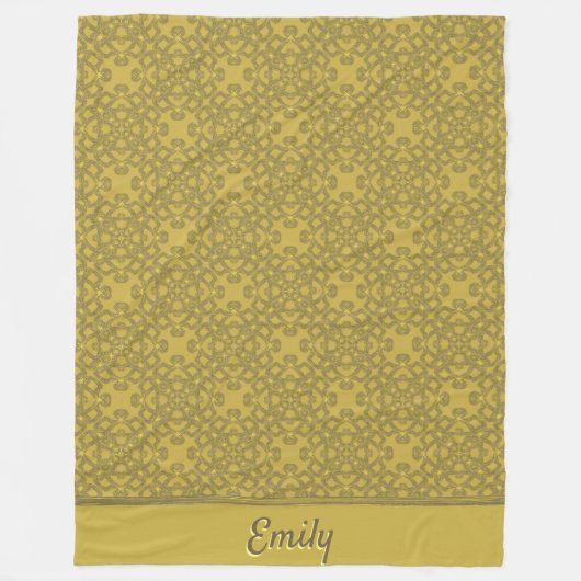 Gepersonaliseerd Mustard Yellow Pattern Fleece Deken (Voorkant)
