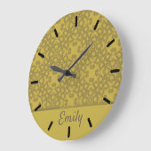 Gepersonaliseerd Mustard Yellow Pattern Grote Klok (Hoek)