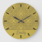 Gepersonaliseerd Mustard Yellow Pattern Grote Klok (Voorkant)