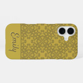 Gepersonaliseerd Mustard Yellow Pattern iPhone 16 Hoesje (Achterkant horizontaal)