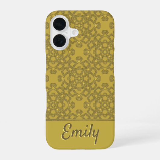 Gepersonaliseerd Mustard Yellow Pattern iPhone 16 Hoesje (Achterkant)