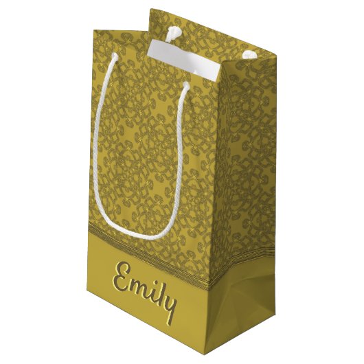 Gepersonaliseerd Mustard Yellow Pattern Klein Cadeauzakje (Achterkant Gekanteld)