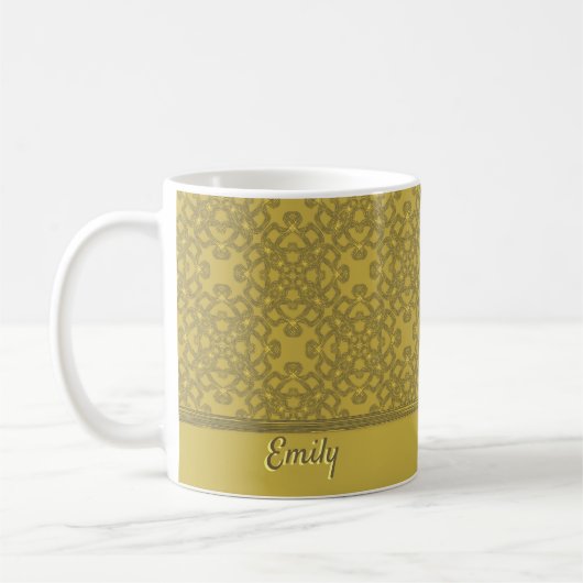 Gepersonaliseerd Mustard Yellow Pattern Koffiemok (Links)